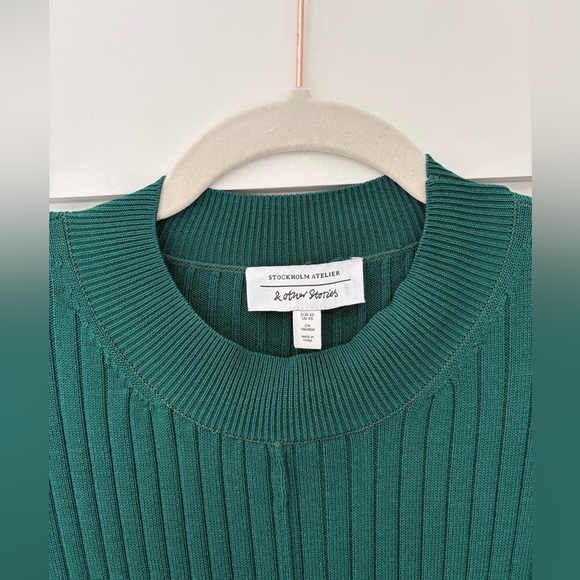 & Other Stories Flared Rib Midi Dress Green Size XS - Picture 7 of 10